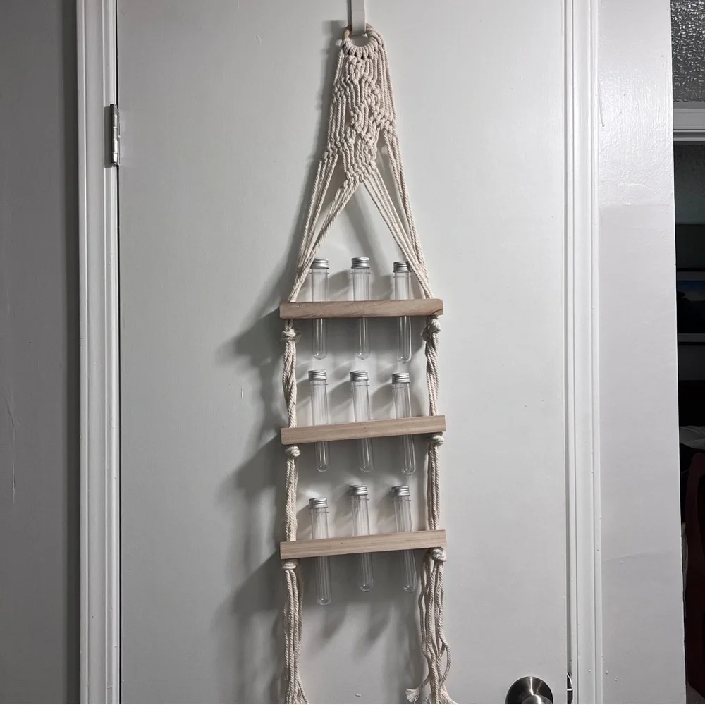 Macrame Hanging Shelf with Tubes